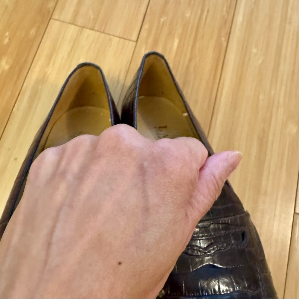 Ralph Lauren Brown Croc Leather Loafers - Picture 8 of 8